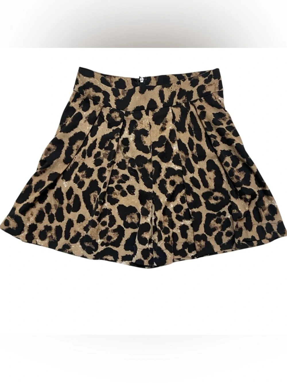Hayden Los Angeles Leopard-Print Pleated Swing Shorts Size S Tan & Black Spring